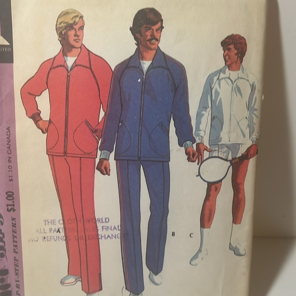 Vintage 70’s McCall’s Men’s jogging suit sewing patterns - Picture 2 of 4